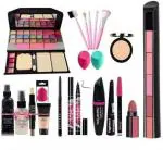 KA CAYLA Beauzy Eye Shadow Palette+Makeup Fixer+Primer+Contour+Foundation+3Puff+Kajal+Mascara+5in1+5in1Bushes+Compact (14 Items in the set)