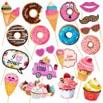 Zyozique 20 Pcs Donut Photo Booth Props,Donut Time Zyoziques For Girl Doughnut Birthday Party Supplies / Donut Birthday Party Supplies,Donut Photo Boo