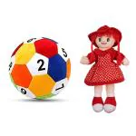 Glance Ball Soft Toy Stuffed Plush Ball 25 cm (1234) & Besties Red Winky Doll 40cm Stuffed Soft Toy