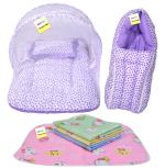 Kwitchy New Born Baby Boy's & Baby Girl's Bedding Combo Mosquito Net Bed Sleeping Bag & Plastic Sheets Set