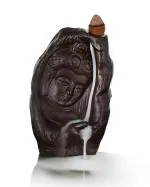 Kesar Zems Black Resin Buddha Backflow Incense Burner Holder