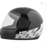 TIGER ONE Full Face Helmet with Adjustable Strap for Men & Women Bike & Scooty Riding Motorbike Helmet 950g Size-M (BLACK,SILVER)