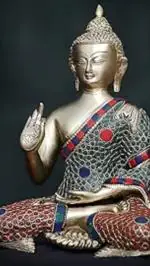 RITUALISTIC Brass Buddha Ring and Stone Work Statue, Buddha Figurines,Buddha Idol, Buddha for Temple, Home, Corner, Office Decor.