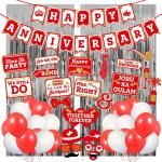 Zyozique Anniversary Photo Booth Party Props Diy Kit -Happy Anniversary Banner, Photo Booth Props , Foil Curtain And Balloon/Happy Anniversary Decorat