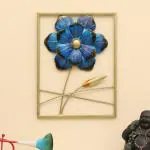 vedas Multicolour Metal Rectangular Cornwall Flowers Wall Frame, Wall Art Sculpture for Living Room Bedroom, Hotel Office Home Decor (Size: 13 X 17 Inches)