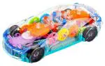 Smartcraft Transparent Gear Car, Musical and 3D Lights Transparent Toy Car