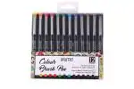 Brustro Multicolour Colour Brush Pens Set Of 12 Flexible Tip For Lettering And Drawing Techniques