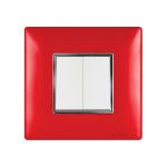 Kolors 3 Module, Modular Switch Plate [Cover Plate] with Silverline, with inner plate (Blooming Red) [KOSMIK], Compatible only with KRAFT & KOSMIK Switches