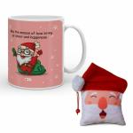 Indigifts Christmas Gift Box Ceramic Christmas Coffee Mug and Revesible Santa Soft Toy, Christmas Coffee Mug for Friends, Christmas Gift Itmes, Printed Coffee Mug for Gift, Xmas Gift Items for Décor