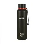 Cello Duro Tuff Steel Series- Kent Double Walled Stainless Steel Water Bottle with Durable DTP Coating, 750ml, Black