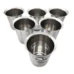 THANIGAIVEL Stainless Steel Water Drinking Glass 6 Pieces Silver 150 ml