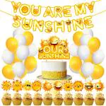 Zyozique You Are My Sunshine Party Decorations- Banner, Balloons, Cake & Cup Cake Topper 37 Pcs