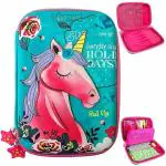 Royal Turtle Pen & Pencil Case Hardtop EVA Stationery Box Pen Holder Zipper Organizer School Stationary Bag for Girls (Pink, Unicorn) (Pack of 2) -RO1_