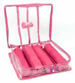 atorakushonSatin Fabric 4 Rod Bangle Box Organizer for Women Girls Jewellery Pouch Storage Bag Makeup Travel Wardrobe Wedding Set for Bride Pink