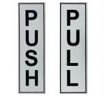 Lakeer Classic Vertical Push Pull Door Sign Aluminum Self Adhesive Back Combo Silver Color Sticker for Glass Wooden Doors for Business, Stores, Cafes, Shops & More. Indoor and Outdoor use.