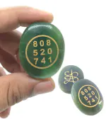 Green Jade Zibu Money Coin Crystal Stone Money Switch Word & Zibu Symbol & Grabovoi Numbers To Attract Money Luck Prosperity Natural Cabochon Oval Shape Gemstone for Reiki Healing Natural Stone (One Coin)