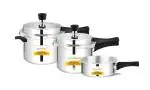 Greenchef Favourite Combo 2L+3L+5 L Non Induction Bottom Pressure Cooker And Pressure Pan (Aluminium)
