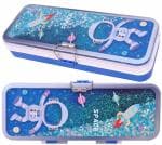 Toyshine Double Compartment Glitter Star Flowing Pencil Box for Kids - Astronaut Space