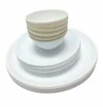 EVERBUY 32 pcs Round Dinner Set Break Resistant (8 Big Plate + 8 Quarter Plate + 16 Curry Bowls)