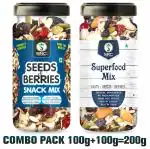 SRC CREATIONS Seed & Berries 100g + Superfood Mix 100g Trail Mix Combo 200 gm Jar Pack | Ready to eat | Breakfast Food