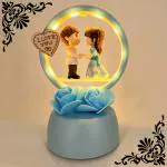 Elegant Lifestyle Cute Couple Holding Hands with Decorative Light and Fur for Home Decor I Gift Ideal Valentine Day, Girlfriend/Boyfriend Gift, Anniversary Gift, Loving Romantic Couple Bedroom Night Lamp & Decorative Showpiece - 14 cm