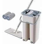 SELEMI Premium Floor Mop with Bucket, Flat Squeeze Cleaning Supplies 360 Flexible Mop Head 2 Reusable Pads Clean Home Floor Cleaner Wipes Scratch Bucket Mop