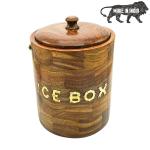 ADA Pakka Sheesham Wood Insulated Ice Bucket Stainless Steel Box, Handmade Ice Box Handle, Wooden Ice Cube Bucket, Restaurants and Party Premium Product - Large Size (18 x 18 x 20cm, Brown)