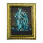 Hawai Radha Krishna Photo with Engineered Wood Home Décor Religious Photo Frame for Worship Use, 8.5x7 inch, SFDI00660_3DGLDFRM5/7