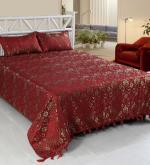 Varde Maroon Jacquard Double Bedcover with 2 Pillow Cover 220 cm x 220 cm (Bedcover31)