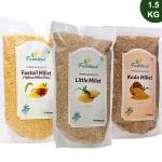 Farmbean Millets Combo 1.5KG Pack of 3| Natural Grains Unpolished Millets | Little 500g, Kodo 500g, Foxtail 500g| Low GI Rice | Nutrient Powerhouse, High Protein & More Fibre than Rice