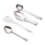 Coconut Silver Stainless Steel Rice Ladle, Traditional Khurpa, Basting Ladle, Deep Basting Ladle, Fancy Pony (set of 5)