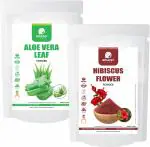 Amazercare Hibiscus + Aloe Vera Leaf Powders Combo 100% Natural For Hair & Growth (2 Pouches, 175Gm & 150 Gm) Hair & Skin Care Combo, Hair Mask/Face Pack