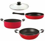Nirlon 4 pcs of Red Non-stick Aluminium Kitchenware Cooking Utensil Combo Set
