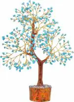 Turquoise Gemstone Tree Money Bonsai Reiki Healing Crystals Tree - Feng Shui Figurine Good Luck Chakra Balancing Crystal Tree for Positive Energy, Spiritual Decor, Crystal Gifts Size 10-12