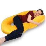 Mothersyard Full Body C Shape Maternity/Pregnancy Pillow - Baby Nursing Cushion & Maternity Pillow for Pregnant Women Made of 100% Velvet Pillow Cover - Mango