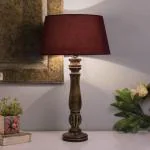Homesake Classic Victorian Black Wood Table Lamp With Red Shade