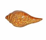 Idol Collections Dust Brown Brass Conch Vishnu Lakshmi Figurine Shankh For Temple Puja Showpiece Dust, 9.5 Inch