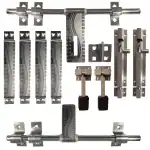CIRCLE Double Door KIT Stainless Steel|Door Fittings Ful Accessories Set|Gate Hardware|Door kundis Steel Set| Big AL Drop Latch Handles Tower Bolt Door Stopper