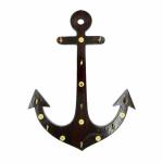 Loyal Craft Hand Carved Anchor Shaped Wooden Key Hanger with 9 Key Hooks for Wall Décor