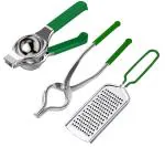 Finality Green Stainless Steel, Pvc Goti Pakkad And Lemon Squizer And Chees Grater (Combo Of 3)