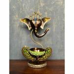 Rankawat Art And Crafts- Handicrafy Handicrafy Iron Ganesh T-Light Candle Holder ,Ganesh Candle Stand , Ganesha Deepak Stand , Iron Ganesha Table Decor & SHOWPIECE Figurine , Multicolour-15X8X28CM