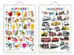 GO WOO Combo of 2 Alphabet and Transport Educational Posters for Preschool Kids | Charts for Kids