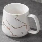 BonZeaL 3D Ceramic White Matte Marble Mug Coffee Tea Cup Set 350ML