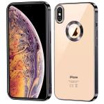 ALOIN iPhone XS Max New CD Chrome Back Cover with Ring Logo Cut Pattern Electroplating Logo View Cover Compatible with Apple iPhone XS Max (Black)