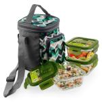 Home Puff Microwave Safe Square Borosilicate Glass Lunch Box and Lid with Bag - 320 ml (set of 3)