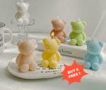 CANDLE_CABINETS BUY 5 GET 1 FREE - Cute Bear Candle, Wedding Gift Bear Candles, Baby Shower Bear Favors Candles, Handmade Teddy Candle for Home Party Supplies Birthday Decoration-Scented Candles- 6 pcs (Pink)