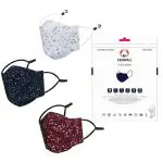Cenwell Cotton 3D Shape Reusable, Washable Printed Face Mask with Melt Blown Layer, Adjustable Ear Loop and Ear Saver Strap for Men and Women (Multicolour, Without Valve, Pack of 3)