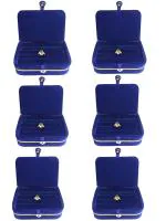 atorakushon Velvet Jewellery accessories Vanity Storage Earrings Studs Box Ring Box For Women's Pack of 6 Blue