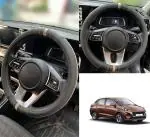 Oshotto SC-19 Fiber Leather Car Steering Cover Compatible with Hyundai Aura (Black, Beige)