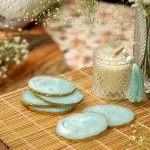 DULI Set of 6 Resin Coaster Set for Table accessories 10x10cm (Aqua)